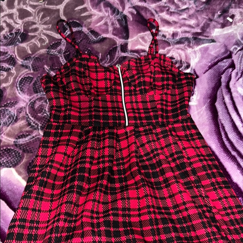 Y2K Red and Black Plaid Dress